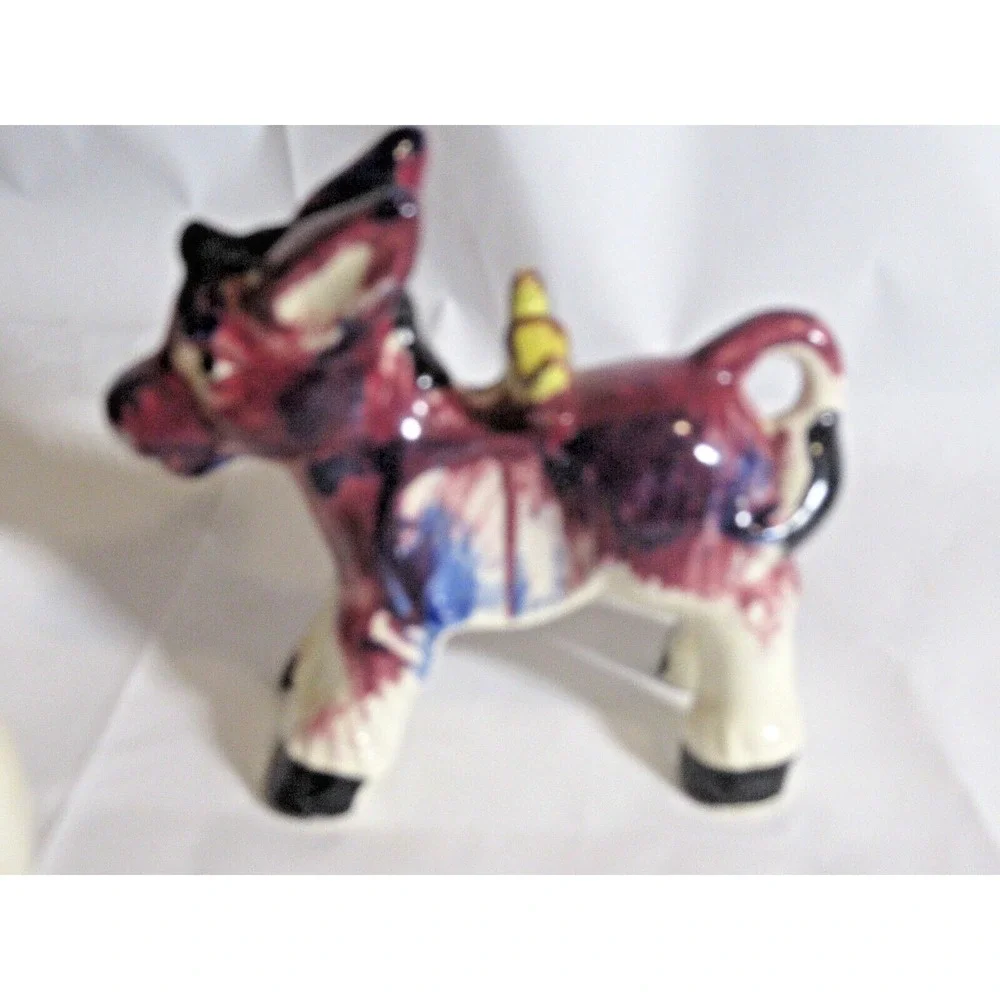 Vintage Japan Salt Pepper Shakers Donkey burro mule Painted Jugs